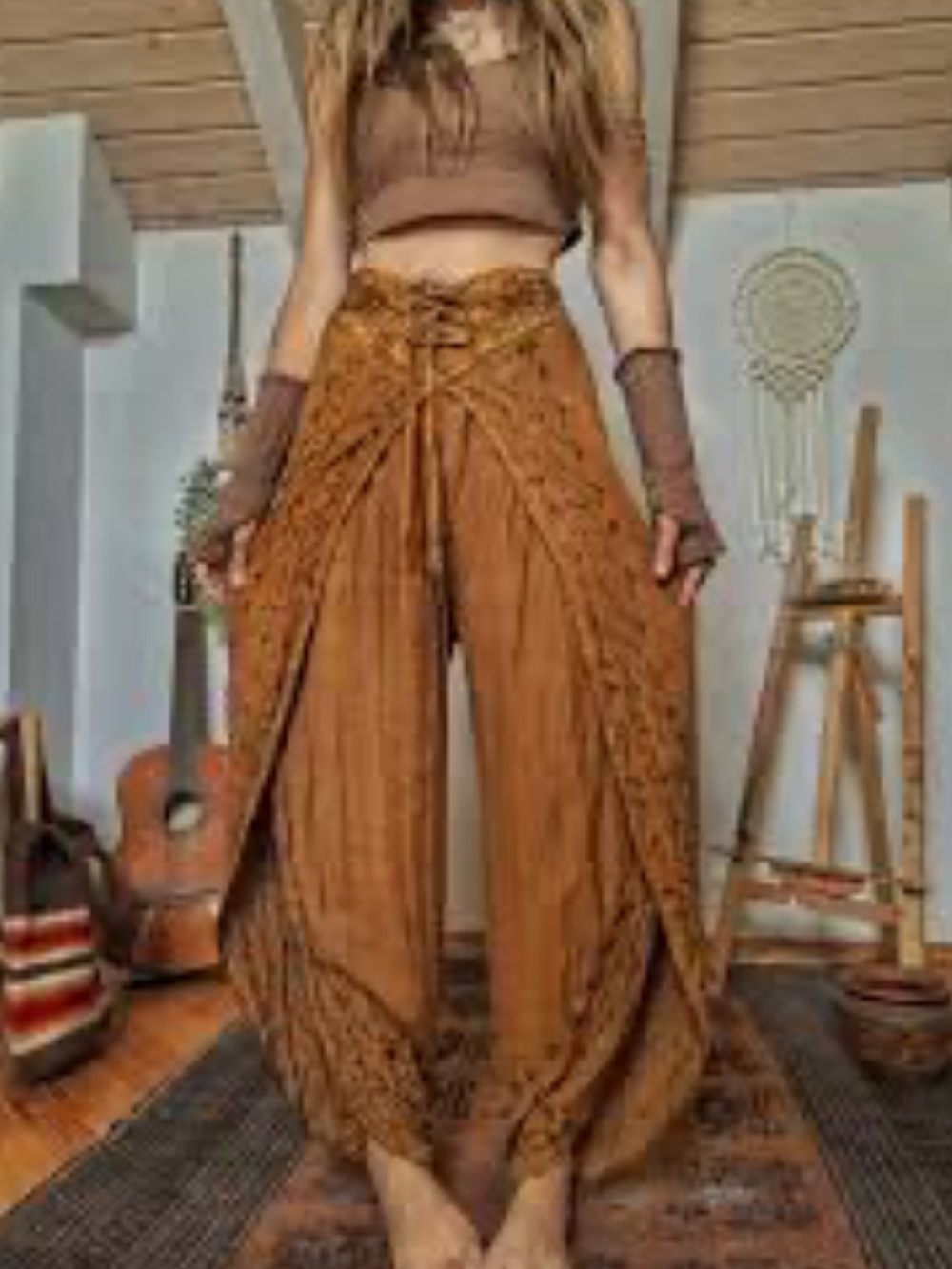 Becca’s Imports Harem Palazzo Pants Boho Gypsy Whimsygoth Hippie Festival OS